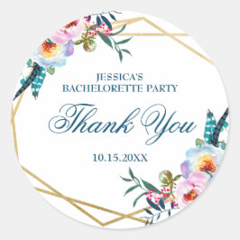  Boho Floral Bachelorette Ronde Sticker