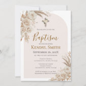 Boho Floral Baptism  Invitation Kaart (Voorkant)