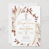 Boho Floral Baptism Invitation Kaart (Voorkant)