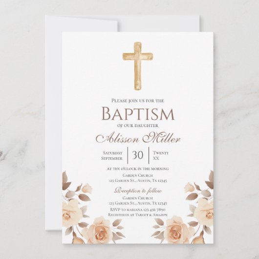 Boho Floral Baptism Kaart (Voorkant)