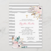 Boho Floral Baptism of First Community uitnodiging (Voorkant / Achterkant)