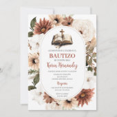 Boho Floral Baptism Spaanse uitnodiging (Voorkant)