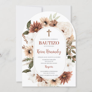 Boho Floral Baptism Spaanse uitnodiging