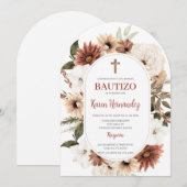 Boho Floral Baptism Spaanse uitnodiging (Voorkant / Achterkant)