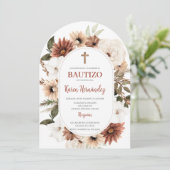 Boho Floral Baptism Spaanse uitnodiging (Staand voorkant)