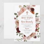 Boho Floral Baptism Spaanse uitnodiging (Voorkant / Achterkant)