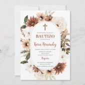 Boho Floral Baptism Spaanse uitnodiging (Voorkant)