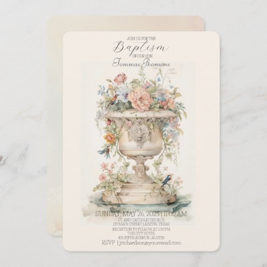 Boho Floral Baptism Uitnodiging (Voorkant / Achterkant)
