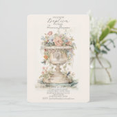 Boho Floral Baptism Uitnodiging (Staand voorkant)