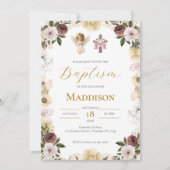Boho Floral Baptism Uitnodiging (Voorkant)
