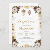 Boho Floral Baptism Uitnodiging (Voorkant / Achterkant)