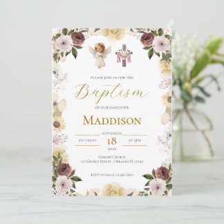 Boho Floral Baptism Uitnodiging