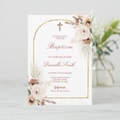 Boho Floral Baptism Uitnodiging (Staand voorkant)