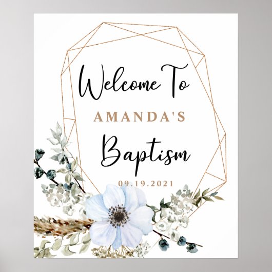 Boho Floral Baptism Welcome Poster (Voorkant)