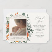 Boho Floral Bedankt Baby Geboorteaankondiging Kaart (Voorkant)