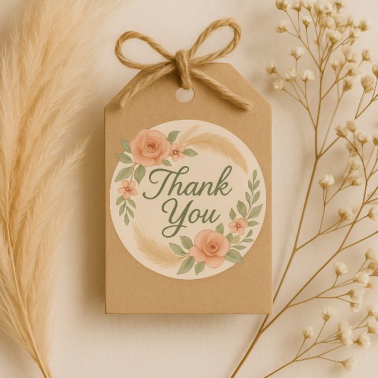 Boho Floral Bedankt Baby shower Sticker - Sage G