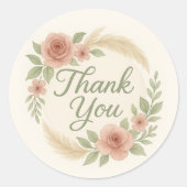Boho Floral Bedankt Baby shower Sticker - Sage G (Voorkant)
