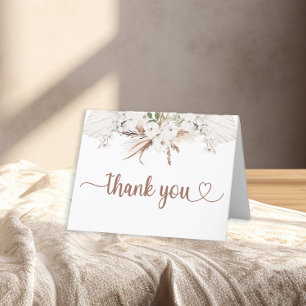 Boho Floral Bedankt Kaart Neutrale Pampas