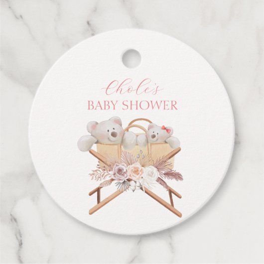 Boho Floral Beer Bassinet Girl Baby shower Bedankjes Labels (Voorkant)