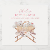 Boho Floral Beer Bassinet Girl Baby shower Sparkling Wijnetiket (Enkel label)