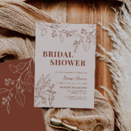 Boho Floral Beige Bridal Shower Invitation Kaart