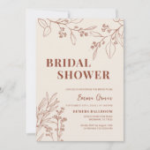 Boho Floral Beige Bridal Shower Invitation Kaart (Voorkant)