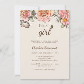 Boho Floral Beige Het is een meisjesdouche Kaart (Voorkant)