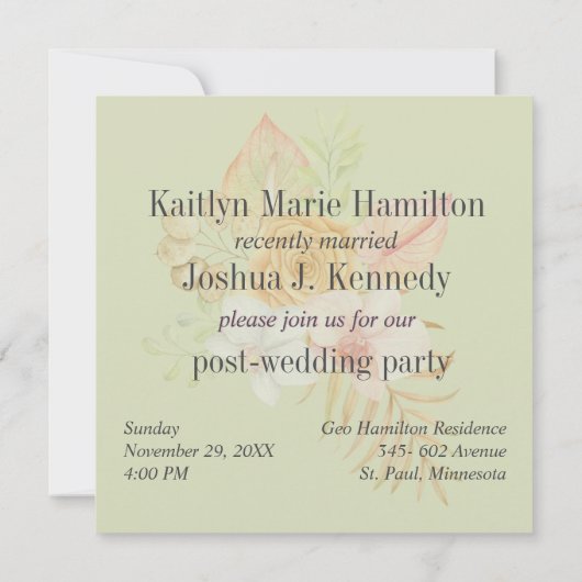 Boho Floral Best Pink Coral Wedding Kaart (Achterkant)