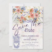 Boho Floral bewaart de datum Kaart (Voorkant)