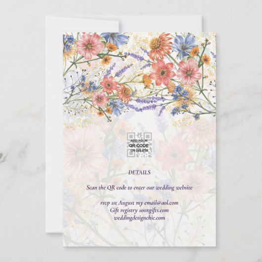 Boho Floral bewaart de datum Kaart (Achterkant)