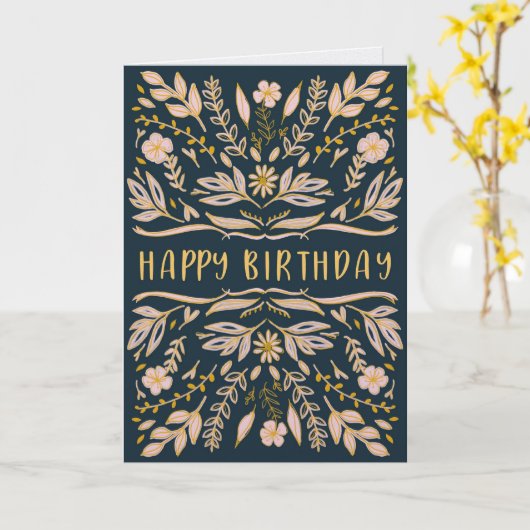 Boho Floral Birthday Card for Her Kaart (Gele Bloem)