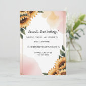 Boho Floral Birthday Party Invitation | Custom Sun Kaart (Staand voorkant)
