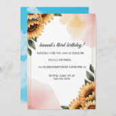 Boho Floral Birthday Party Invitation | Custom Sun Kaart (Voorkant / Achterkant)