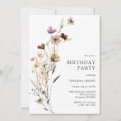 Boho Floral Birthday Uitnodiging (Voorkant)