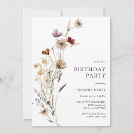 Boho Floral Birthday Uitnodiging