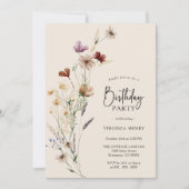 Boho Floral Birthday Uitnodiging (Voorkant)