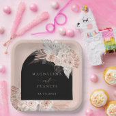 boho floral black arch bruiloft papieren bordje (Feest)