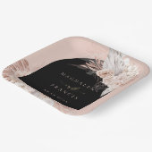 boho floral black arch bruiloft papieren bordje (Gebogen)