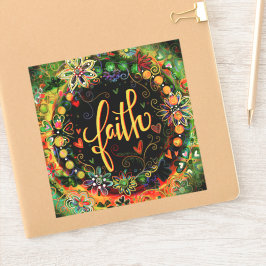 Boho Floral Black Elegant Faith Inspirivity Sticker