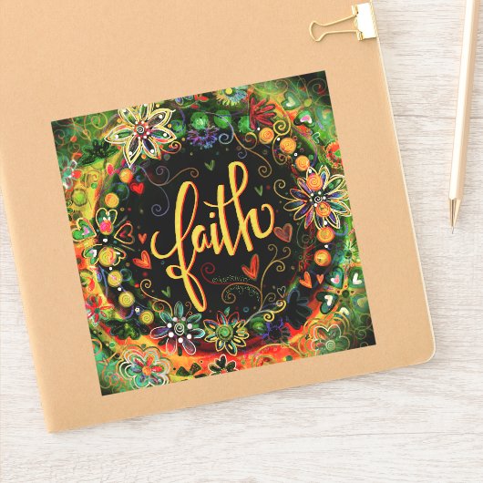 Boho Floral Black Elegant Faith Inspirivity Sticker (Notitieboek)