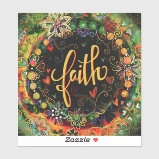  Boho Floral Black Elegant Faith Inspirivity Sticker (Vel)