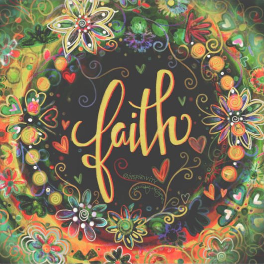  Boho Floral Black Elegant Faith Inspirivity Sticker (Voorkant)
