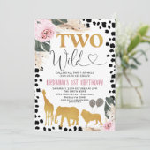 Boho Floral Black Print Safari Twee Wild Birthday Kaart (Staand voorkant)