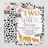 Boho Floral Black Print Safari Twee Wild Birthday Kaart (Voorkant / Achterkant)
