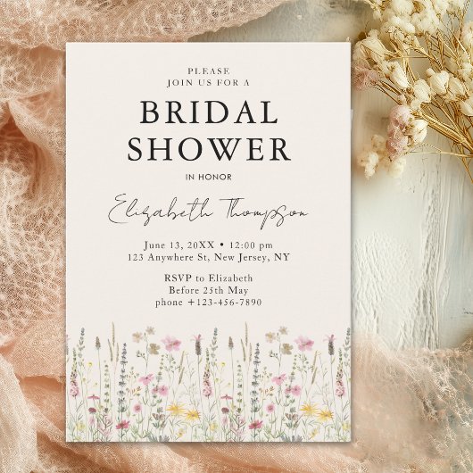 "Boho Floral Bliss Bridal Shower Kaart
