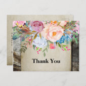 boho floral , bloemenverjaardag dank je kaartje uitnodiging briefkaart (Voorkant / Achterkant)