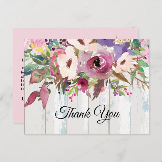 boho floral , bloemenverjaardag dank je kaartje uitnodiging briefkaart (Voorkant / Achterkant)