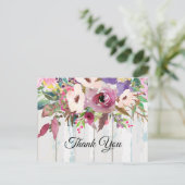 boho floral , bloemenverjaardag dank je kaartje uitnodiging briefkaart (Staand voorkant)