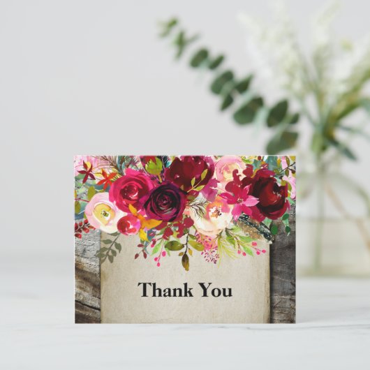 boho floral , bloemverjaardag bedankt uitnodiging briefkaart (Staand voorkant)