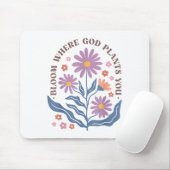Boho Floral Bloom Where God Plants You Cute Motiva Muismat (Met muis)